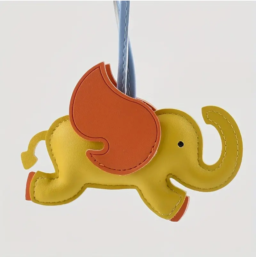 Flying elephant Leather Charm