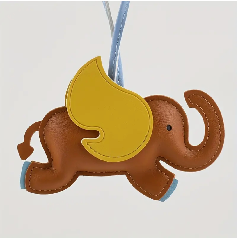Flying elephant Leather Charm